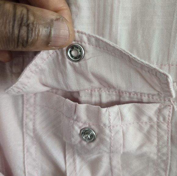 VTG Guess Shirt Men Sz Large Pink Snap Buttons Short Sleeve Pockets Cssual - Picture 12 of 15